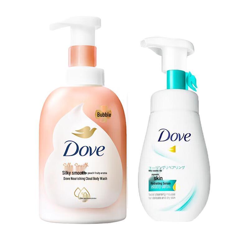 Dove Soothing Repair Cleansing Foam & White Peach Shower Foam Set
