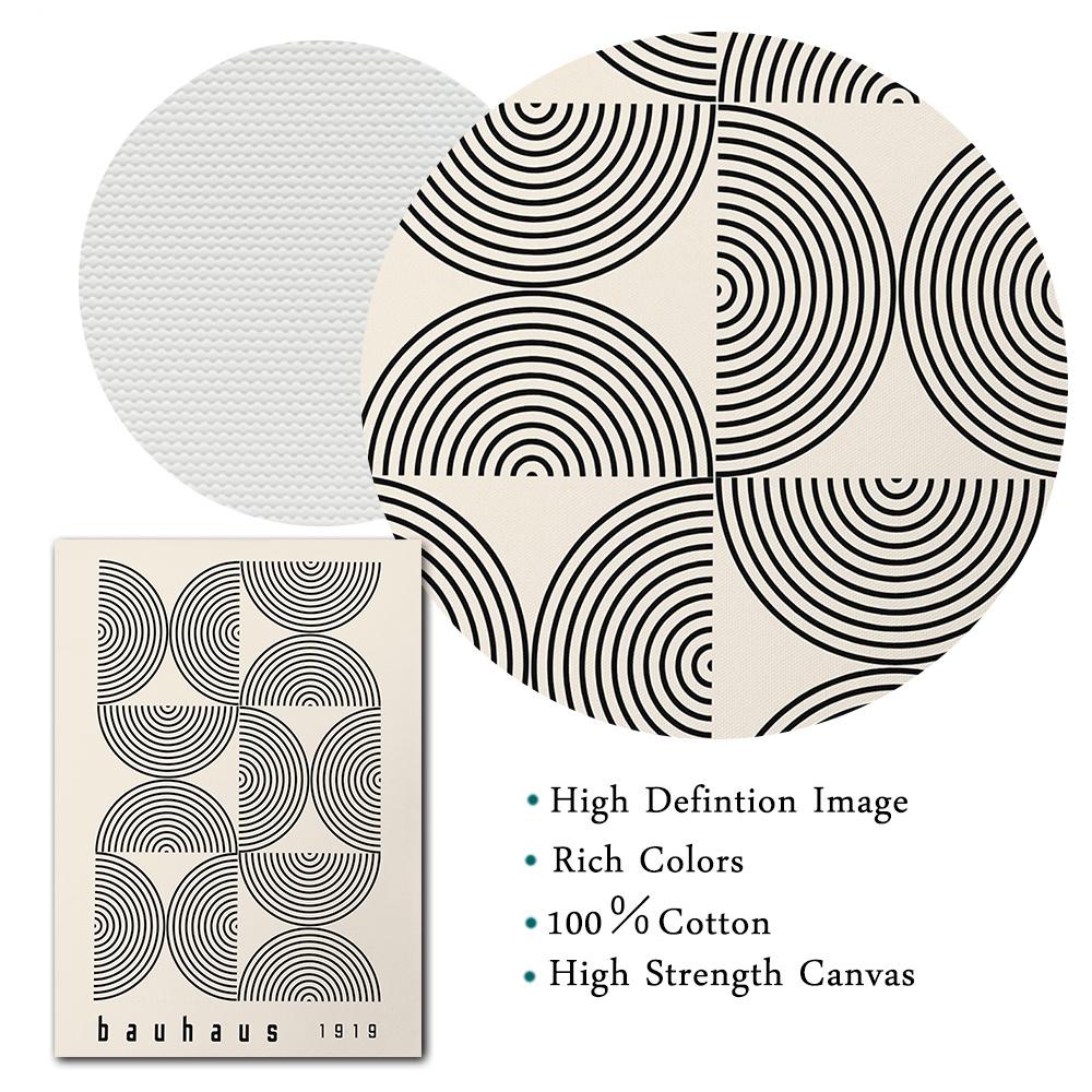 Bauhaus Abstract Line Art Canvas Painting Mid Century Modern Print Vintage Exhibition Poster Black Wall Art Pictures Home Decor