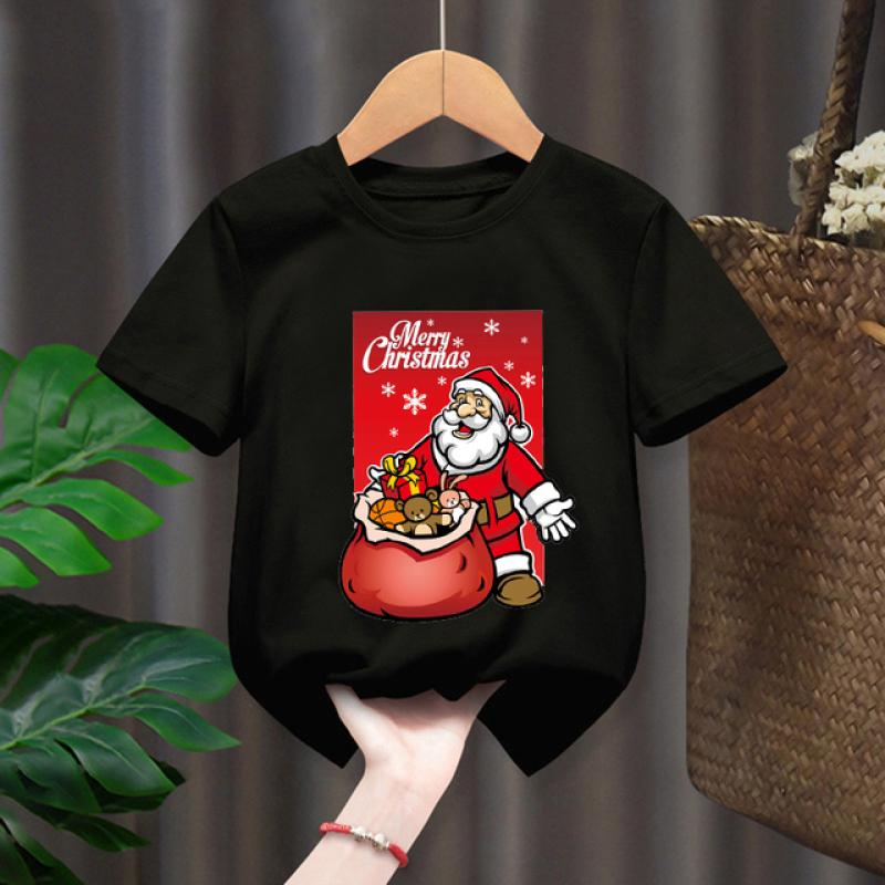

С Рождеством, новая мода, забавный подарок Санта-Клауса, детские футболки с рисунком, детская футболка с короткими рукавами для мальчиков, повседневный топ для девочек 160cm