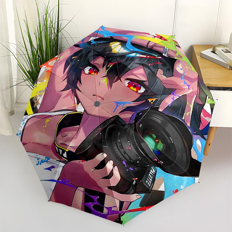 

1pc Outdoor Umbrella with Anime Character Design - Automatic Opening/Closing, Portable 3-Fold Design, 8-Rib Iron Frame, Perfect Gift for Fans, Tr