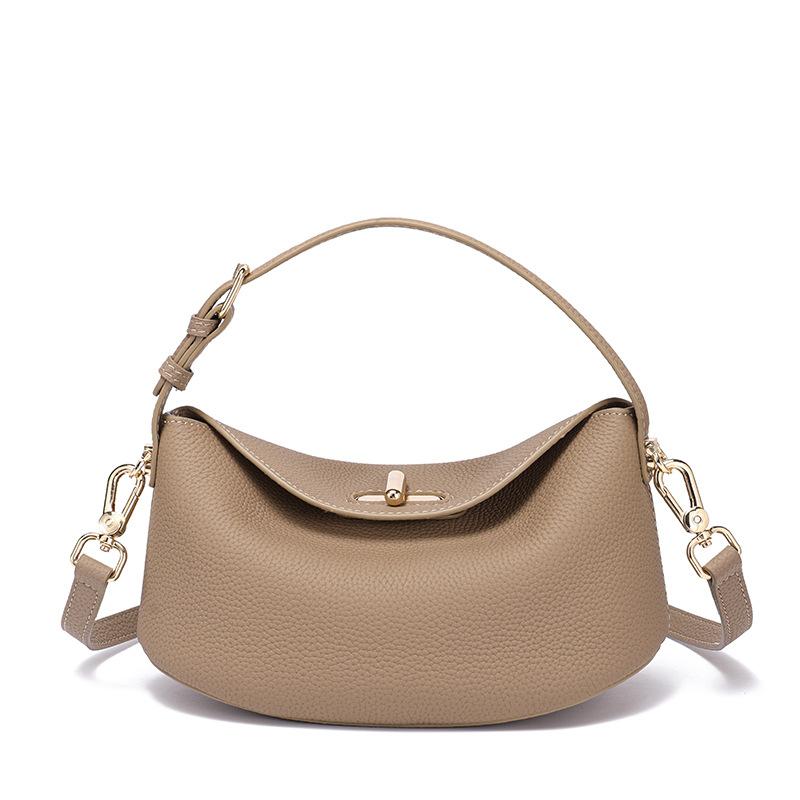 

Genuine Leather Shoulder Bag for Women, Soft Cowhide Hobo Purse, Vintage Water Dumpling Crossbody Bag, Elegant Handbag, Multiple Colors