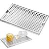 Beer Drip Tray, 304 Stainless Steel Kegerator Drip Trays with 4 Non-Slip Rubber Pads and Detachable Cover