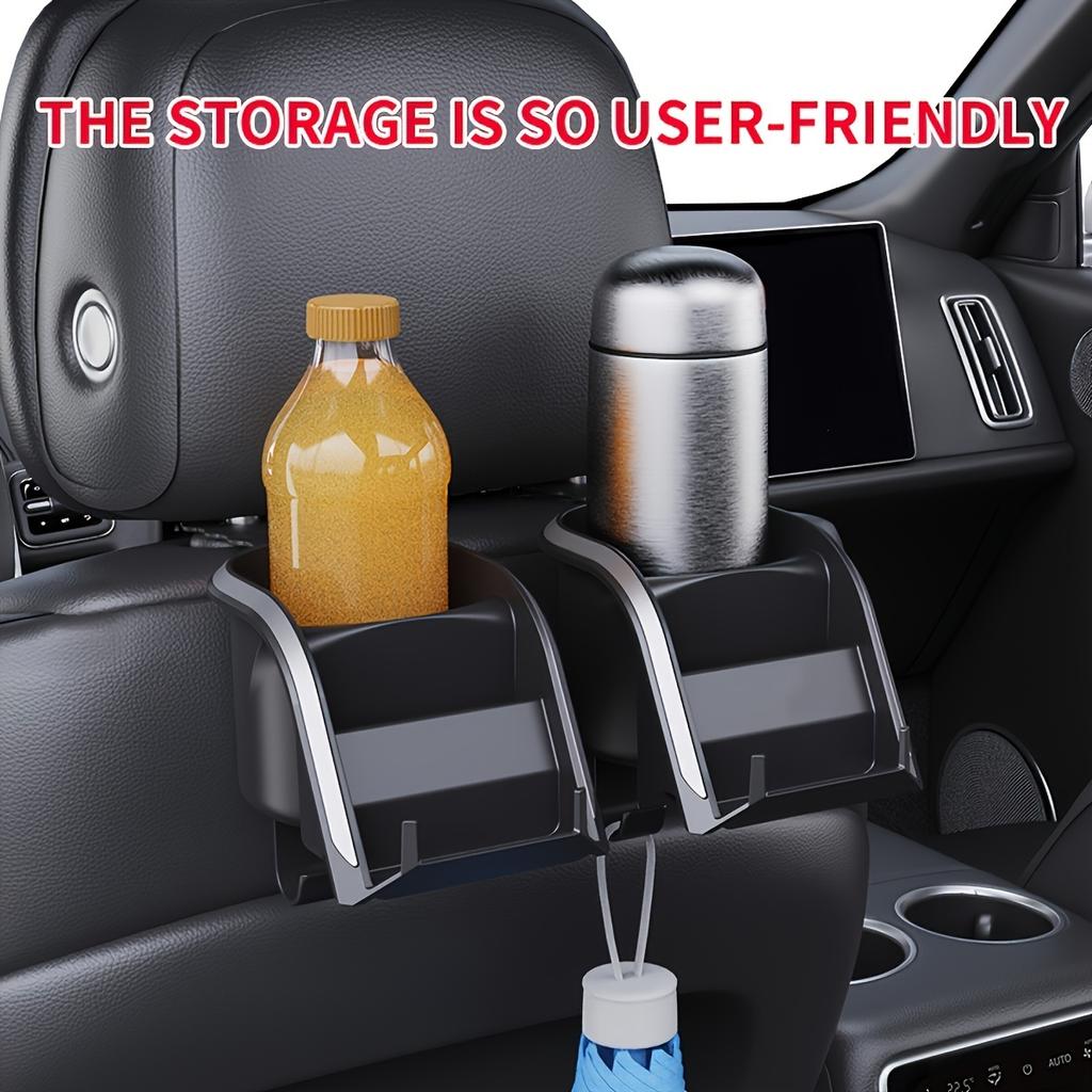 Car Seat Back Organizer with Cup Holder Durable ABS Storage Box Multi-Purpose Hooks Fits Most Vehicles