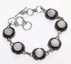Exclusive Rainbow Moonstone 925 Silver Plated Bracelet 8.5" Festival Jewelry K6G14