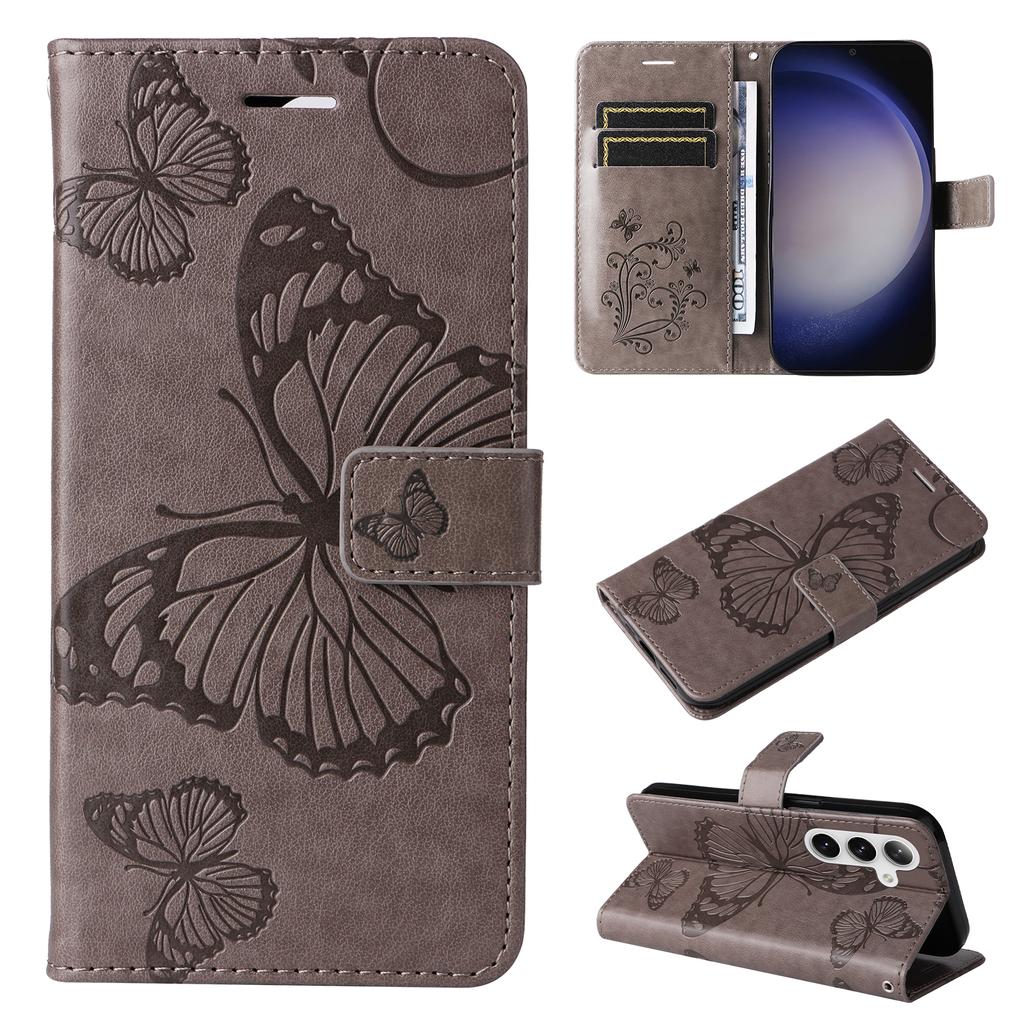 For Samsung Galaxy S25/S24 Wallet Case Floral Butterfly Imprinted Leather Phone Cover Stand