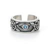 Retro Poseidon Compass Ring Silver-Plated Adjustable Hexagram Opening Jewelry Gift for Men and Women Hip-Hop Trend
