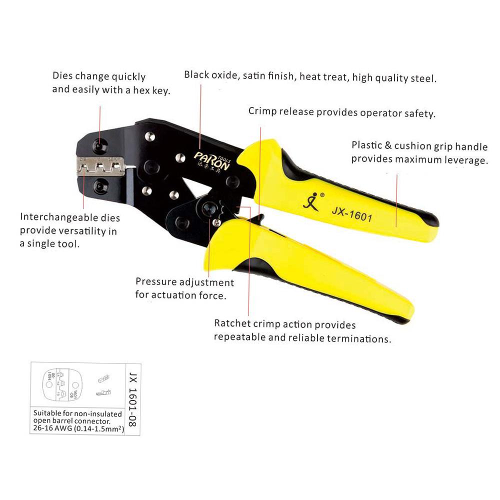 PARON Professional Wire Crimpers Engineering Ratchet Terminal Crimping Pliers JX 48B 3.96 To 6.3mm 26 16AWG Crimper