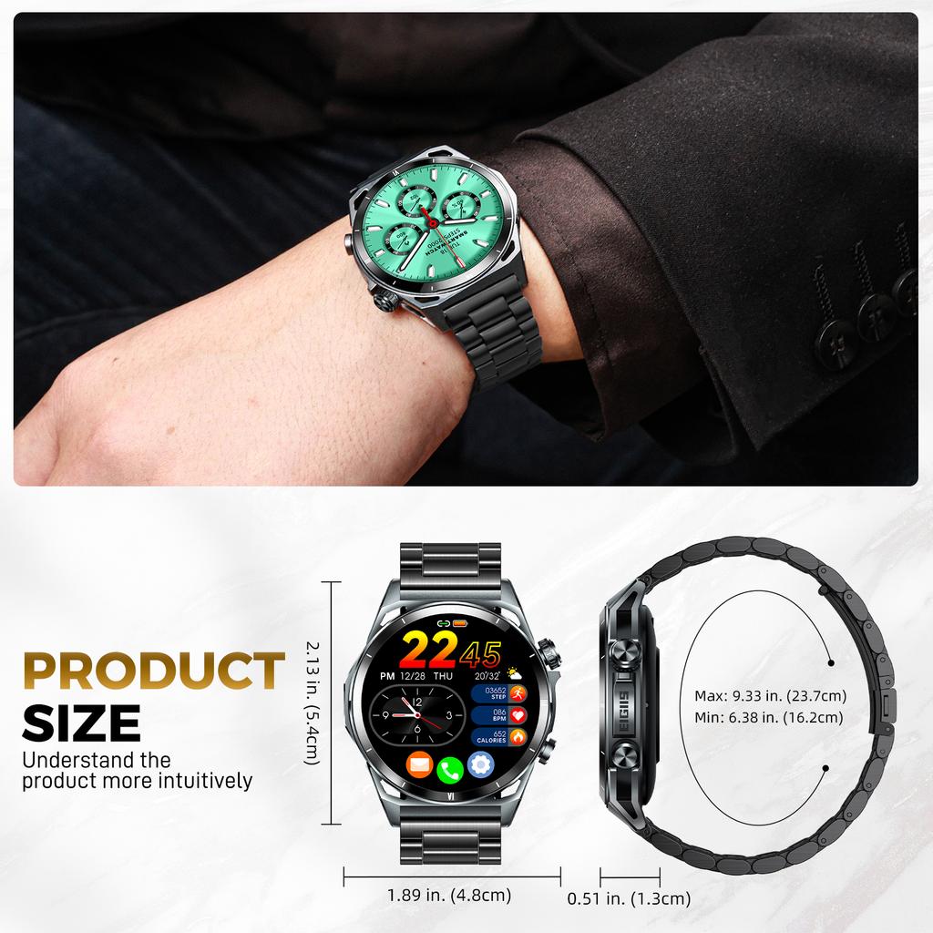 2025 New Smart Watch KE6 1.43" AMOLED Display Men Black Sports Watch KE Series Bluetooth Call Health Monitor IP68 Waterproof