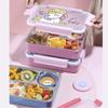 Creative Cartoon Portable Insulated Bento Lunch Box for Students - Reusable and Compartmentalized, 304 Stainless Steel.
