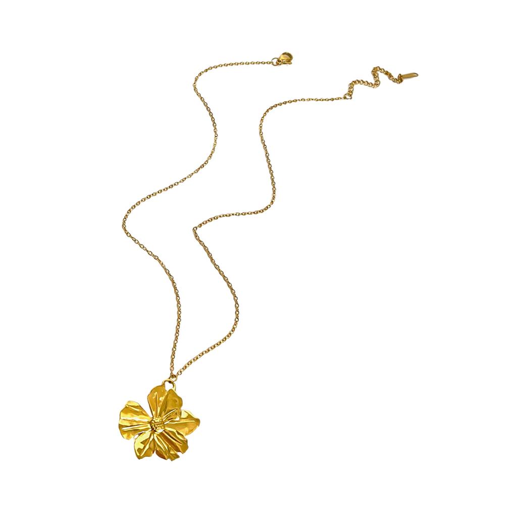 Elegant Gold Plated Flower Pendant Necklace Versatile Gold Bead Pendant Necklace for Women Enhances Any Outfit