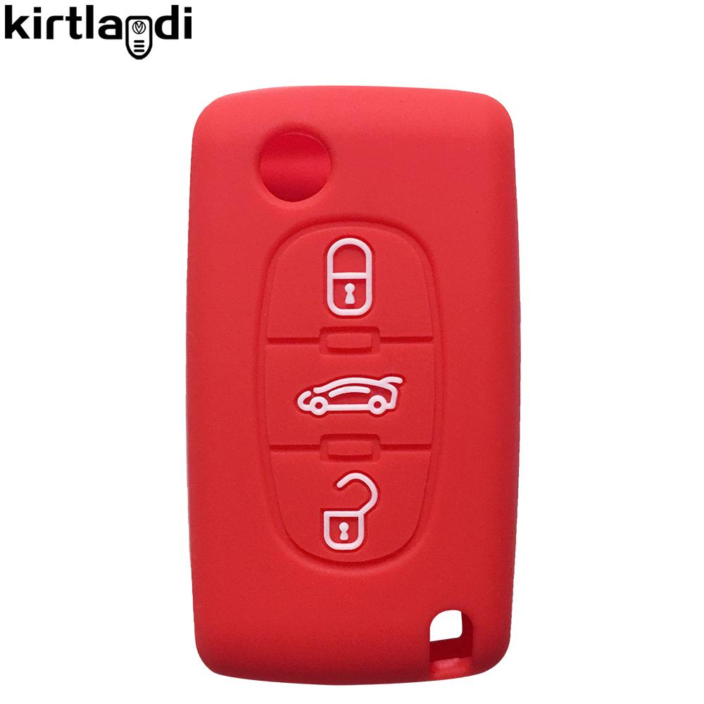 Silicone Car Key Case Remote Holder Key Cover Fob Shell For Peugeot 206 207 208 307 308 407 408 3008 Expert For Citroen C4 C5