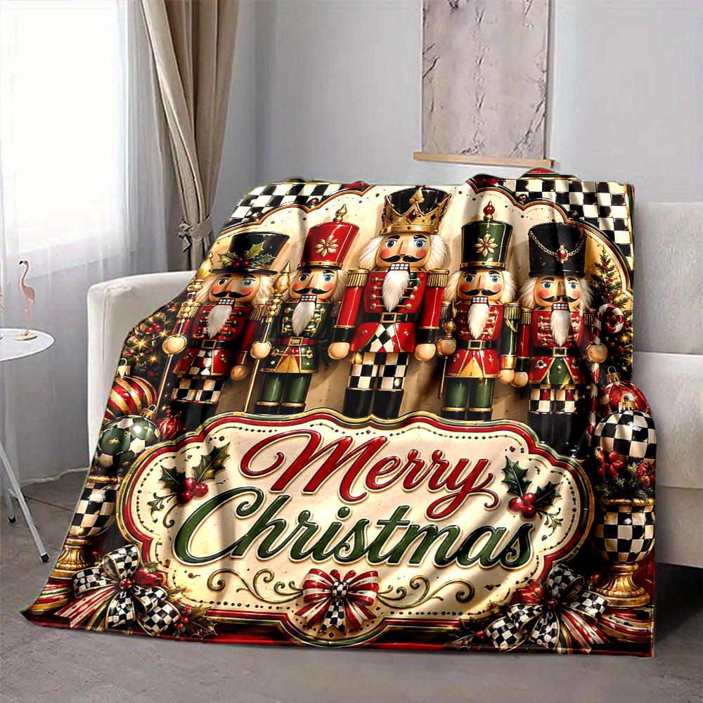 1Pc Christmas Holiday Icons Set Blanket Soft And Comfortable Casual Warm Camping Travel Christmas Halloween Gift M91740