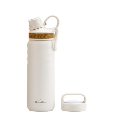 GRANDTIES Premium Vacuum Insulated Water Bottle Mug Bottle Stainless Steel Wide Mouth Bottle 709ml - Comes with 2 Types of Lids & Easy To Clean Large