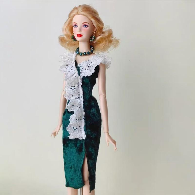 New 1/6 Supermodel Doll Green Pearl Series Jewelry Necklace Earrings Party Wear Girls Dress Up For 30Cm Bjd Fr Doll Accessories