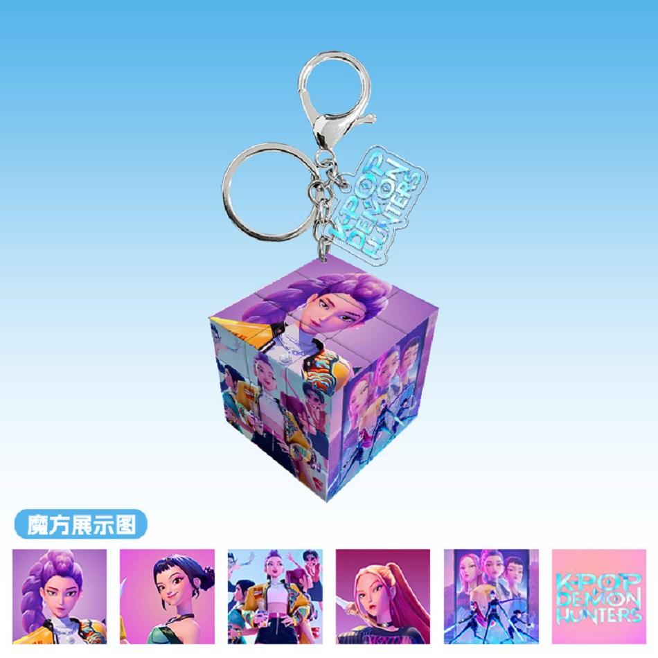 Kpop Demon Hunters Fashion Jewelry Mini acrylic Keychains Movable Square Cube Idol Rumi Zoey Jinu Mira Tiger model Toy Gifts