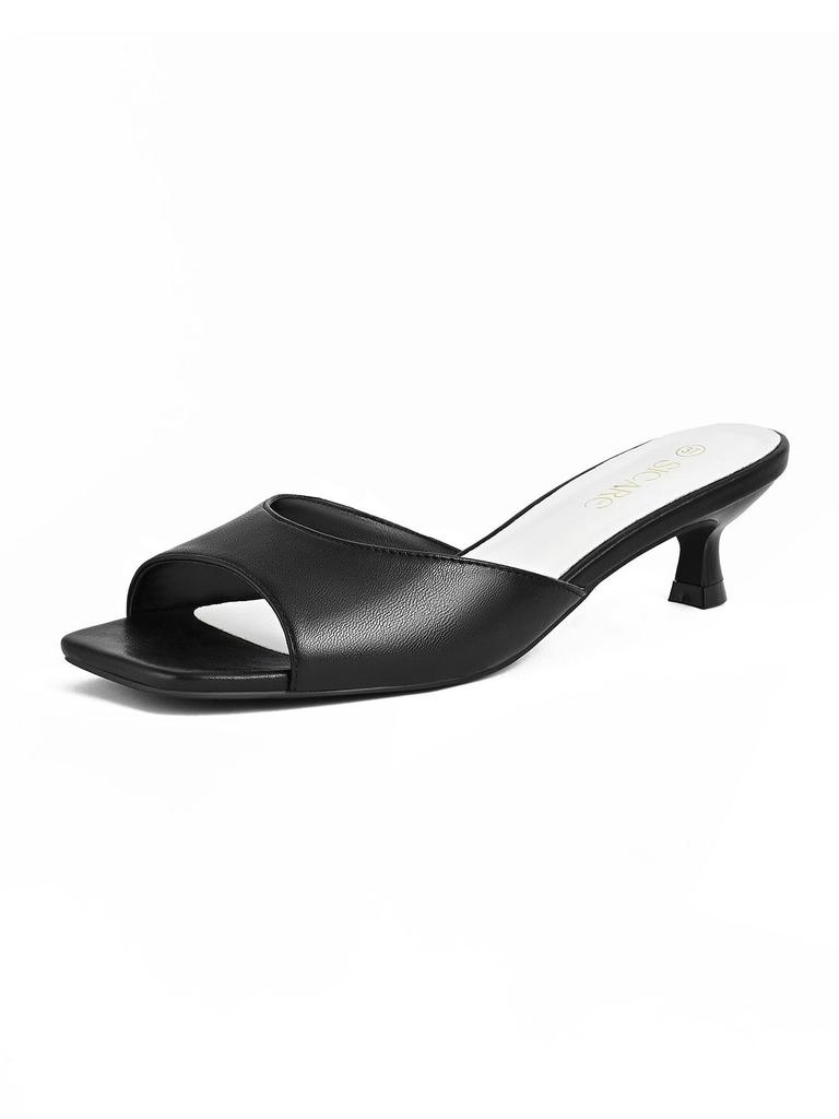 Ciabatte con Tacco Alto Stiletto Punta Quadrata, Design Peep-Toe con Singolo Cinturino, Stile Europeo & Americano, Collezione Primavera/Estate 2026.