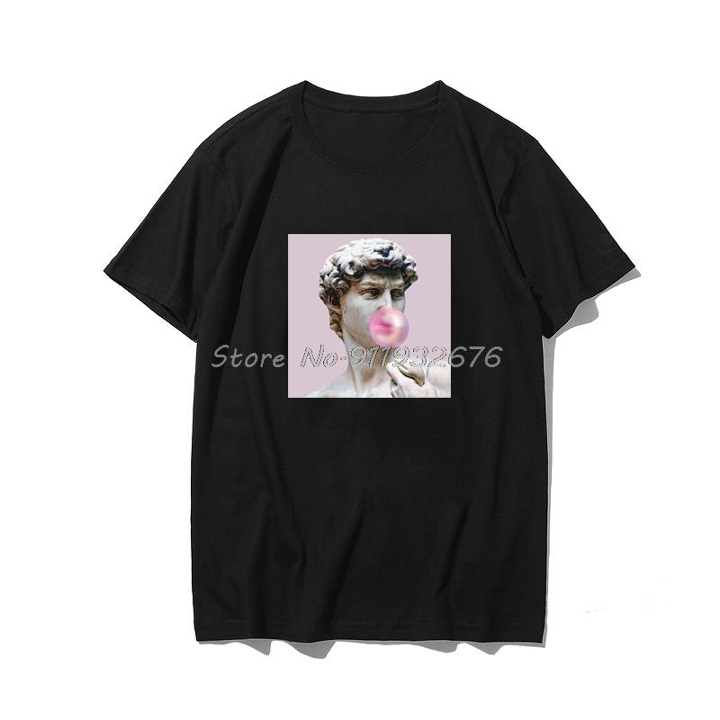 David Michelangelo Summer Unisexs T Shirt Statue Bubble Gum Candy Taste Personality Novelty Novelty Tshirt Unisex Top Tees S