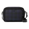 Borsa a tracolla Paddy con tracolla regolabile e chiusura a zip, fantasia tartan, finiture in pelle, da uomo, blu navy