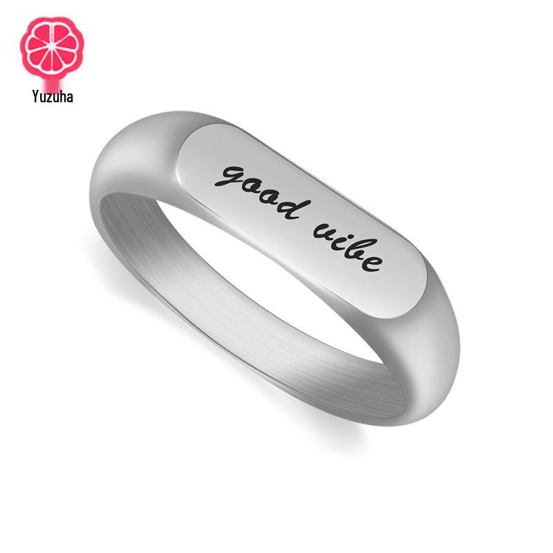 

Engraved Stainless Steel Family Name Ring - Round Flat Head Design Christmas Gift Size 6