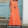 Fashion Summer Spring Solid Color Print Sleeveless O-Neck Casual Dresses