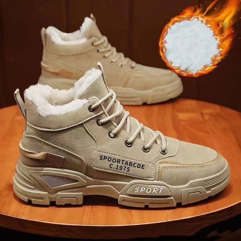 Men's Winter High-Top Thick-Sole Work Boots Casual Fleece-Lined Warm Snow Boots