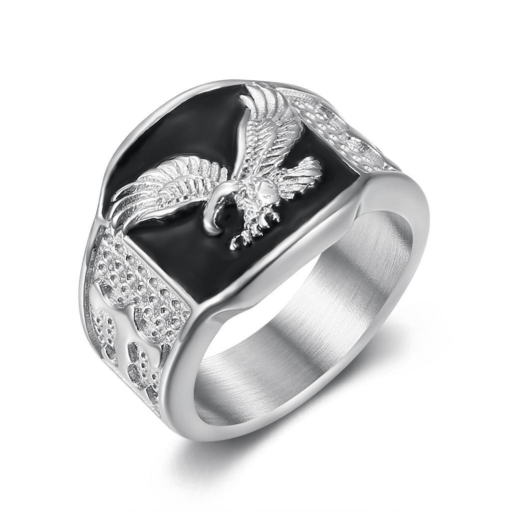 Bague en acier inoxydable avec aigle en relief pour homme, bijou hip-hop dominateur, cadeau de Saint-Valentin pour petit ami