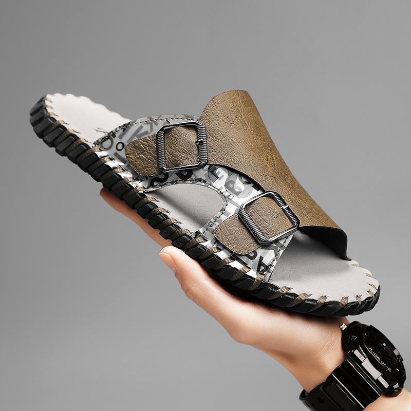 Men Leather Sandals Classic Summer Men Handmade Slippers Soft Original Sandals Real Leather Slippers Men Outdoor Leather Slides