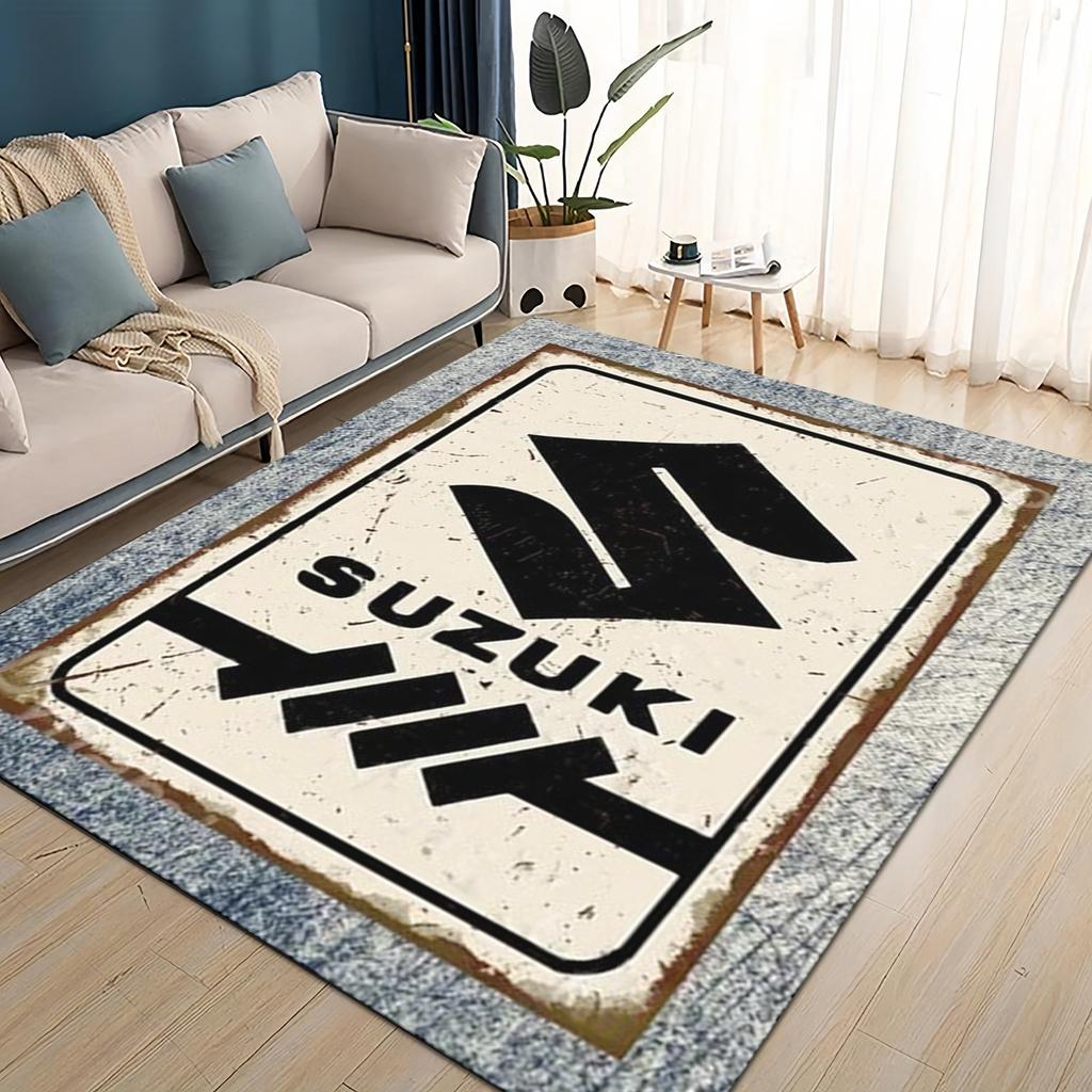 3D Racing Car S-SUZUKI Logo Motorcycle Carpet Rug for Living Room Bedroom Home Sofa Decoration,Kids play Non-slip Floor Mat
