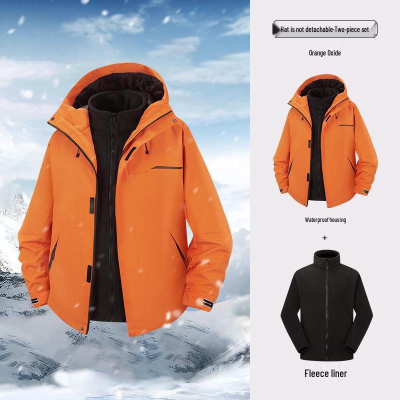 Unisex 3-in-1 Windproof Waterproof Mountaineering Jacket with Fleece Liner for Autumn and Winter