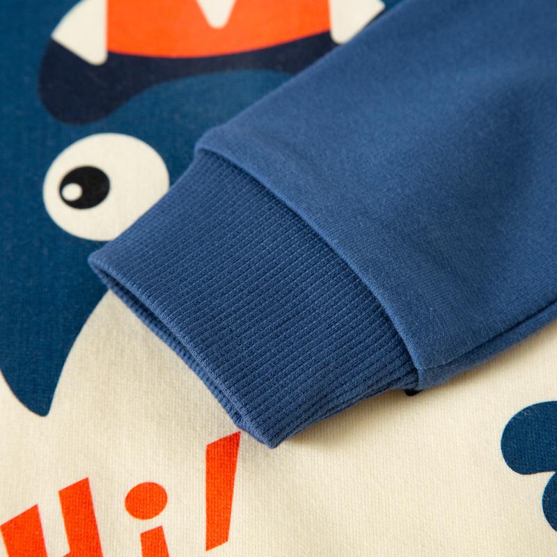 Kids' Korean Style Cartoon Monster Print Hoodie for Spring/Autumn