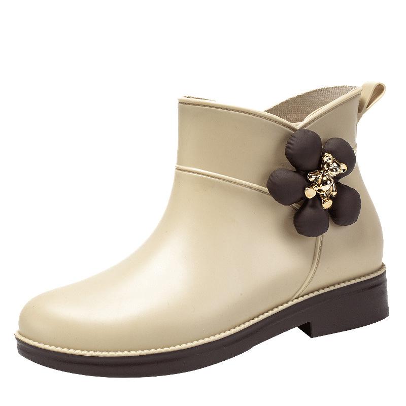 

Женские дождевые ботинки конфетных цветов, новая студенческая модная модель, женские дождевые сапоги, верхняя одежда, короткие, нескользящие и износостойкие, на толстой подошве, водонепроницаемая обувь 41