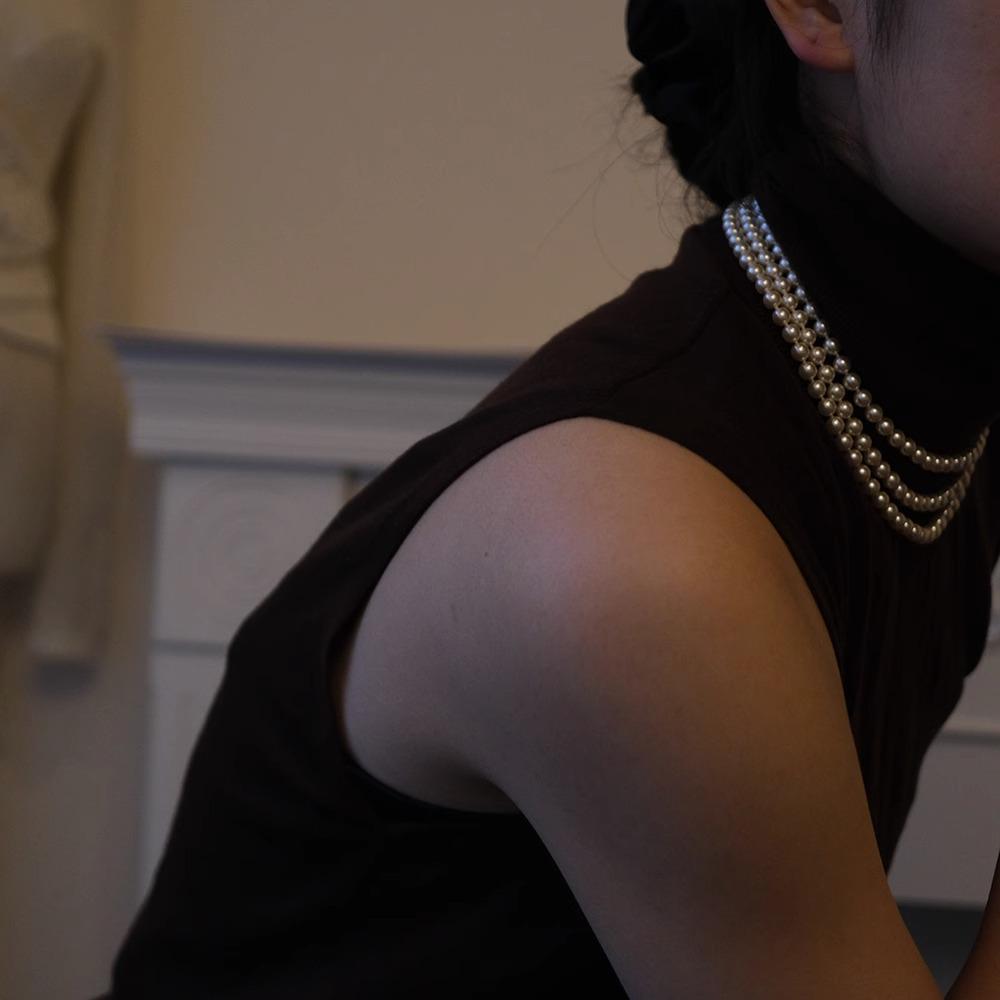 Elegant Multi-Way Glass Pearl Necklace with Clasp - Influencer Style