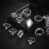 Dazzling Opal Diamond Crescent 10-Piece Joint Ring Combination Set