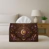 2D Flat 1pc Mystic Celestial Galaxy Decorative Purple Moon Star Dark Texture Tissue Box with Storage Organizer for Home, Kitchen, Car, Spill-Resistant
