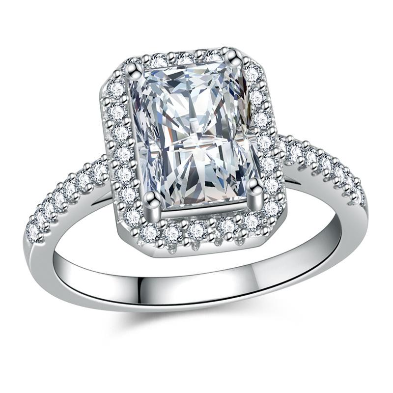 Lindon Classic Copper Alloy Zircon Ring Ladies Jewelry Wedding Promise Party Gift