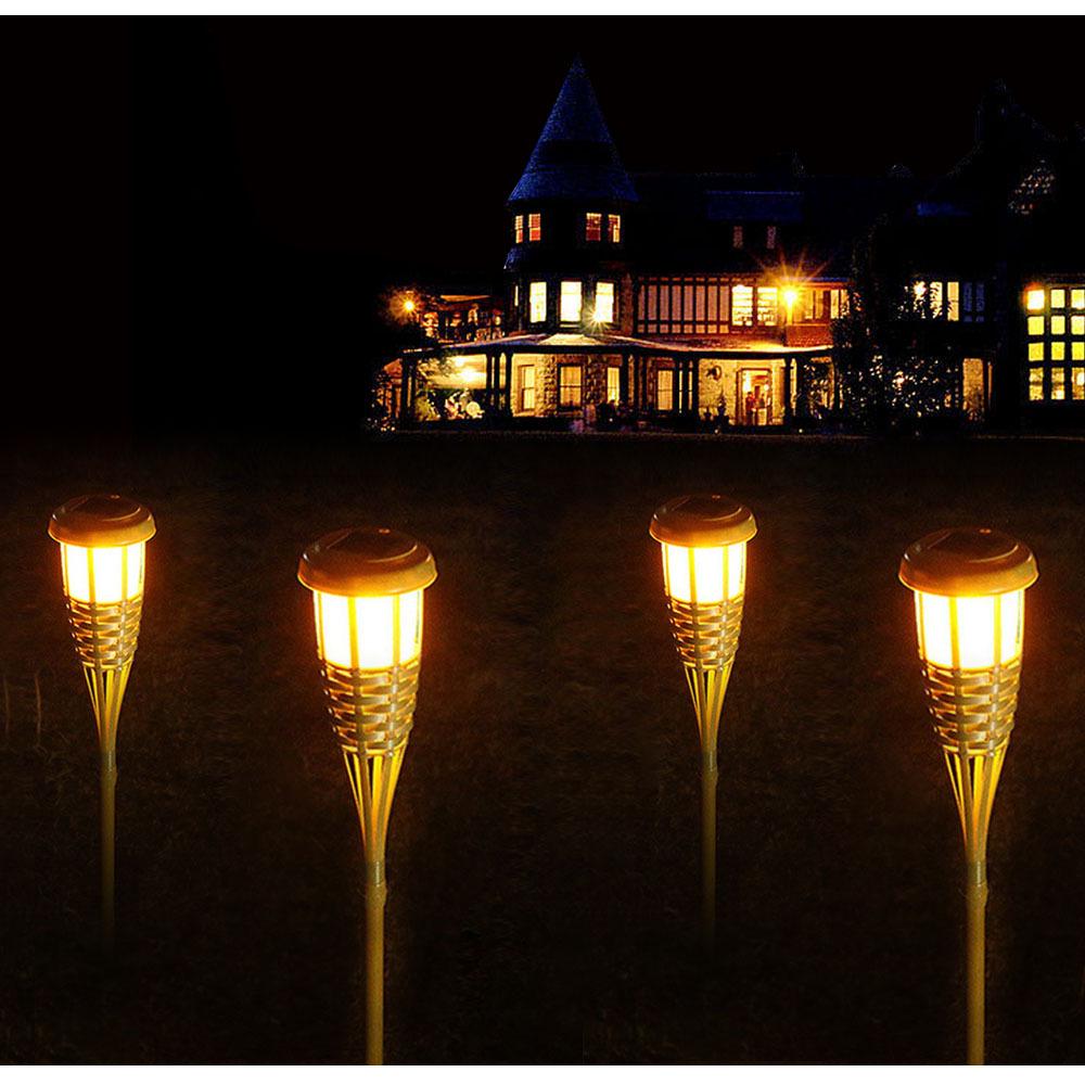 Bamboo LED Solar Flame Torch Light for Outdoor Garden and Lawn 12MSD Flame Version