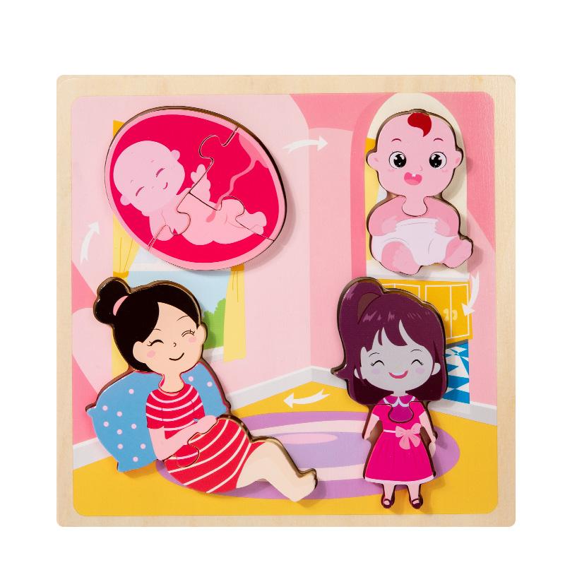 Baby Toy Wooden 3D Puzzle Toys Life Cycle Puzzle Cartoon Jigsaw For Children Baby Early Educational Intelligent Gifts for Kids
