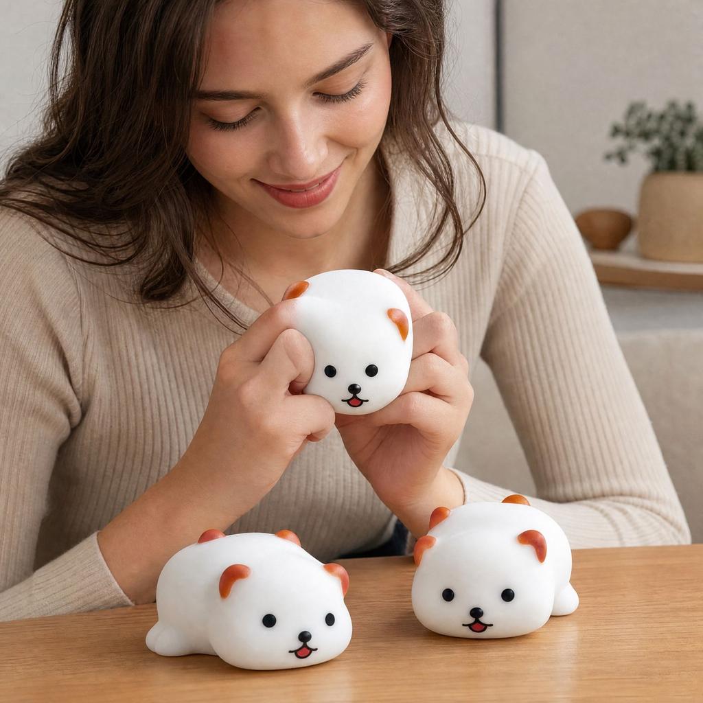 Block-Filled Dog Stress Toy That Crackles When Squeezed for Kids and Adults