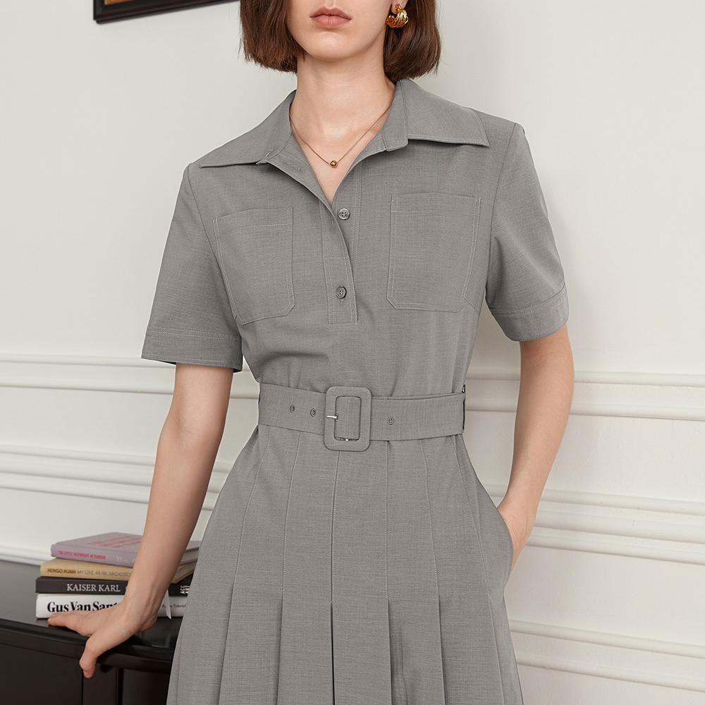 Waiwaiaiem Yy_Modern Simple Pocket Belt Dress