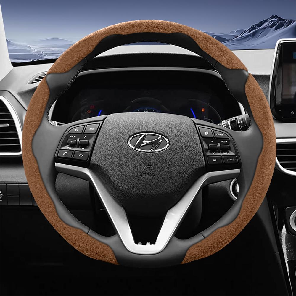 EEJQ9 Suitable for Hyundai Sport Suede Steering Wheel Cover with Split Snap-On Design for Tucson Elantra Avante I30 Sedan Alcazar Grand Creta I10 