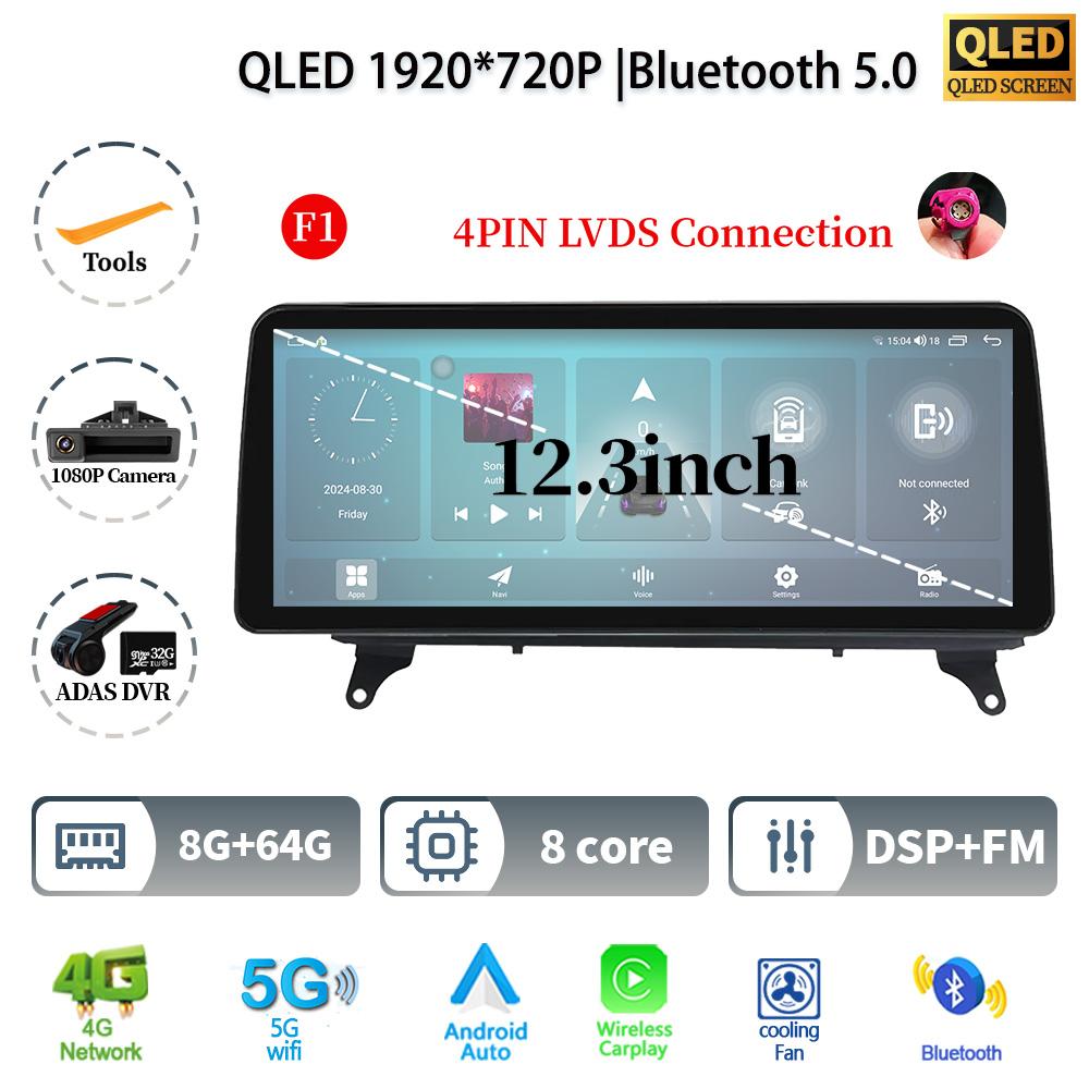 12.3" For BMW X5 E70 X6 E71 2007-2012 Android 14 Car Radio Multimedia 4G GPS Navigation Bluetooth Stereo CarPlay Touch Screen