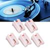 5PCS with White Plastic Case Turntable Replacement Needles Phonograph Stylus  for LP Vinyl Record