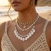 Bohemian Multilayer Starfish Shell Pendant Necklace for Women Handmade Imitation Pearl Beaded Choker Beach Party Charm Jewelry