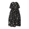Light and breathable printed cotton and linen dress for women's 2025 summer new floral light luxury short-sleeved temperament medium and long dress