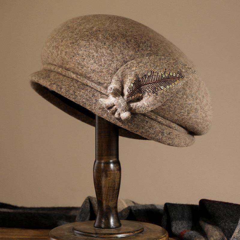Hat lady autumn and winter wool beret temperament mother elegant fashion milliner retro versatile thermal hat