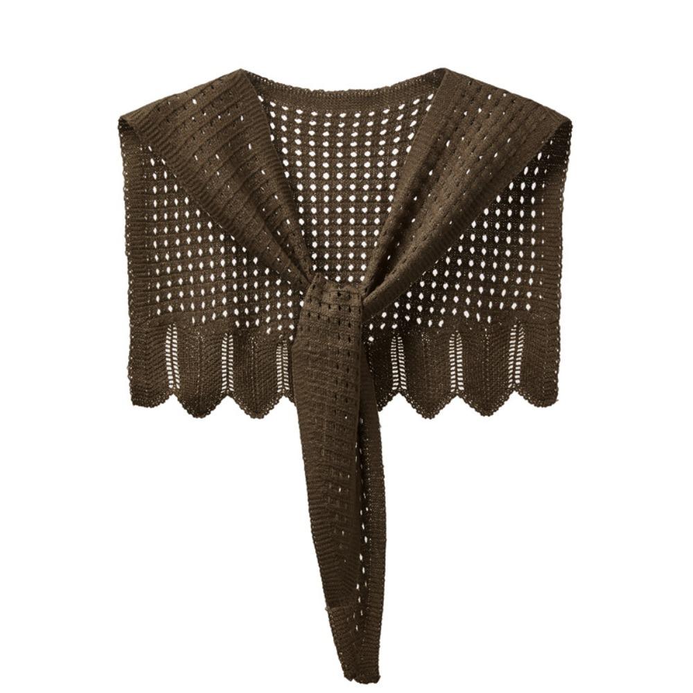 Solid Color Neck Scarf Shawl Hollow Out Knitted Waistcoat New Knitted Shawl  Women