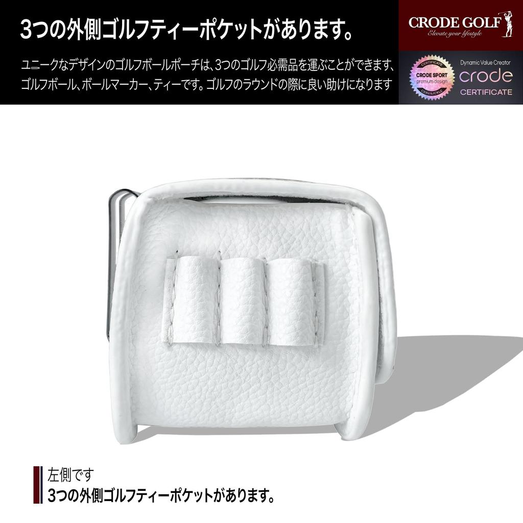 Bolsa para Bolas de Golfe CRODE com Marcador de Bola e Porta-Tees, Bolsa de Transporte Multifuncional para Armazenamento de Bolas de Golfe, Couro Premium