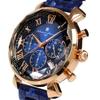 Salvatore Marra Men's Blue Watch with Faceted Glass, Chronograph, and Acetate Strap, SM19104A-PGBL