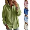 Women's Casual Long Sleeve Shirt Lace Trim Splicing Button Down Blouse Lightweight Breathable Fabric Relaxed Fit Top