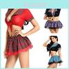Captivating Sexy Womens School Girl Outfit With Plaid Skirt And Flirty Lingerie